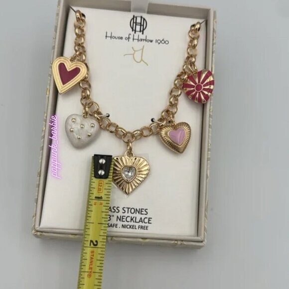 House of Harlow 1960 Gold and Pink Red Charm Necklace NWT - Picture 9 of 14